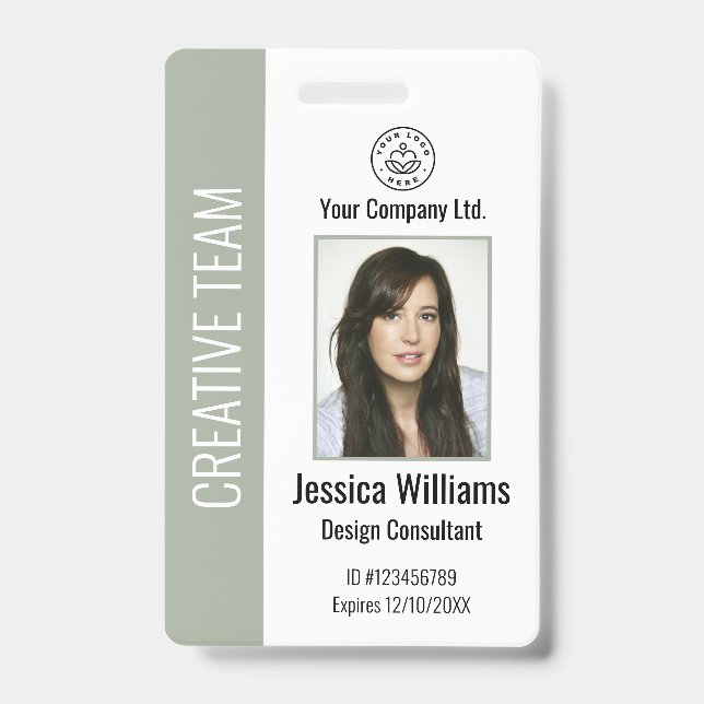 Personalised Corporate Employee ID Badge Sage (Front)
