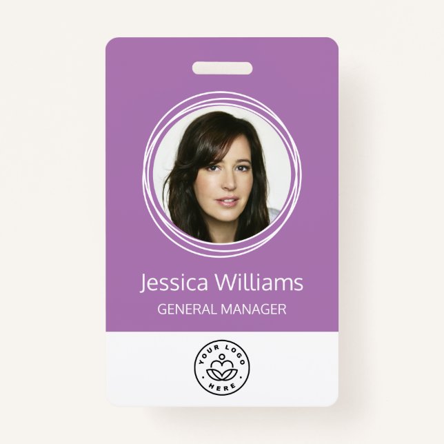 Personalised Corporate Employee ID Purple ID Badge (Front)
