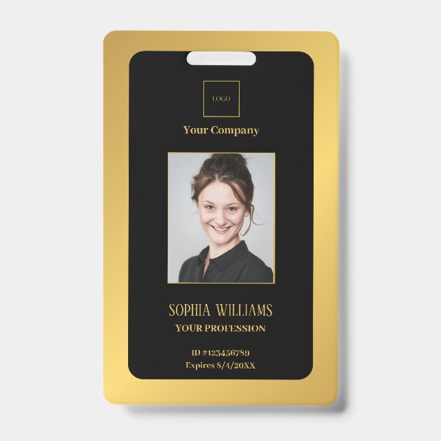 personalised Corporate Employee Modern Golden ID   Badge (Front)