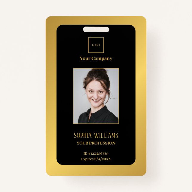 personalised Corporate Employee Modern Golden ID   ID Badge (Front)