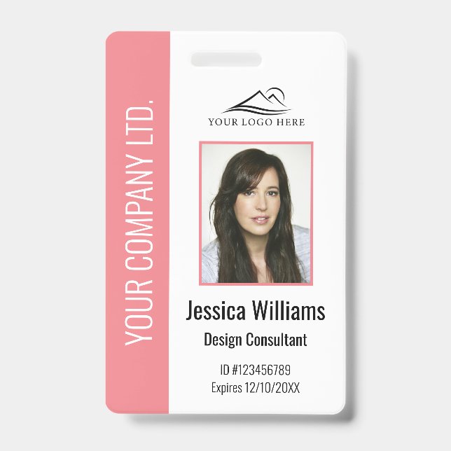 Personalised Corporate Employee Pink ID Badge (Front)