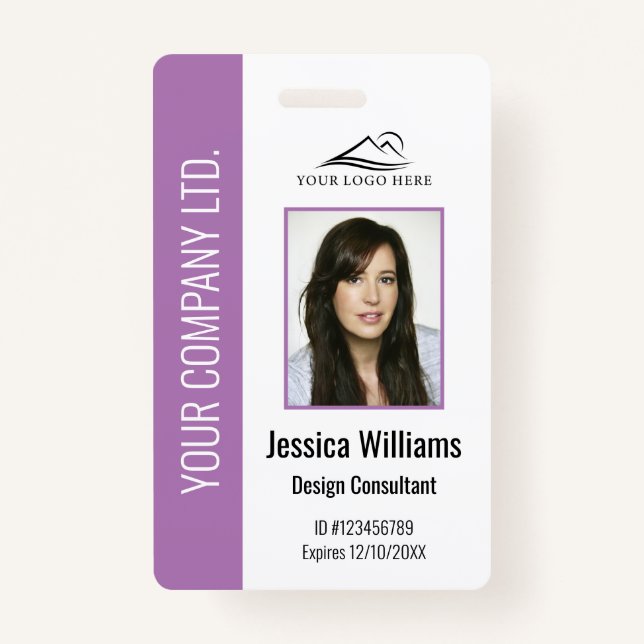 Personalised Corporate Employee Purple ID ID Badge (Front)