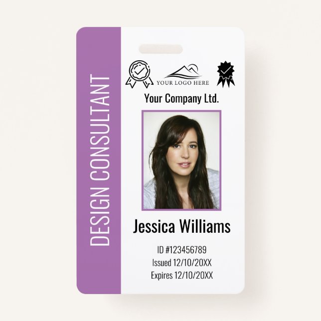 Personalised Corporate Employee Purple ID  ID Badge (Front)