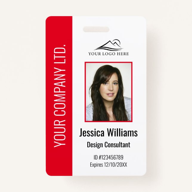 Personalised Corporate Employee Red ID ID Badge (Front)