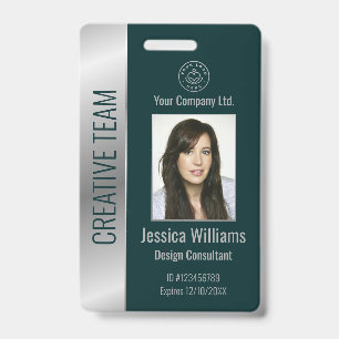 Personalised Corporate Employee Silver Green ID Badge