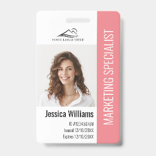 Personalised Corporate Employee Staff Pink ID Badge