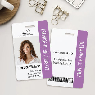 Personalised Corporate Employee Staff Purple ID Badge