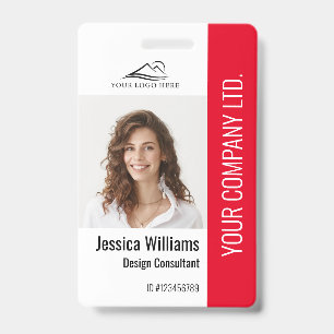 Personalised Corporate Employee Staff Red ID Badge