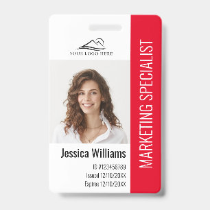 Personalised Corporate Employee Staff Red ID Badge