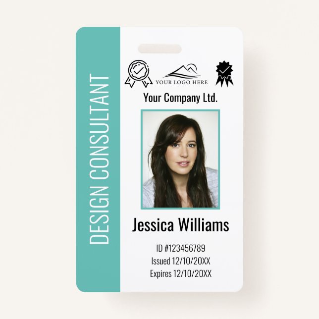 Personalised Corporate Employee Teal ID  ID Badge (Front)