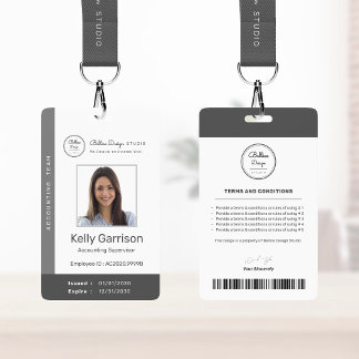 Personalised Corporate Modern Employee ID barcode Badge
