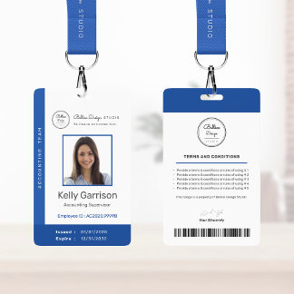 Personalised Corporate Modern Employee ID barcode Badge