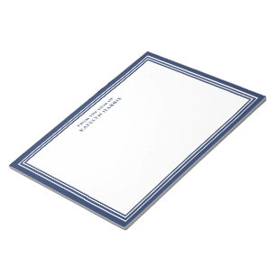 Personalised Correspondence Navy Blue Border Notepad