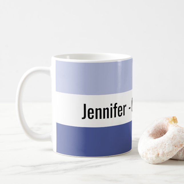 Personalised Corrie Addict Two Tone Blue Coffee Mug (With Donut)