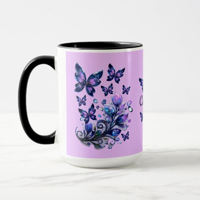 Personalised Cosmic Butterflies Pink Mug (Left)