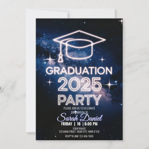 Personalised Cosmic Dinner Graduation Dark Blue Invitation