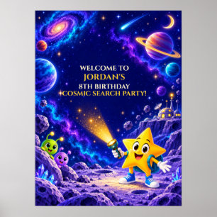 Personalised Cosmic Party Kids Space Birthday Poster