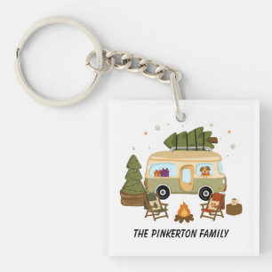 Personalised Cosy Christmas Camper Key Ring