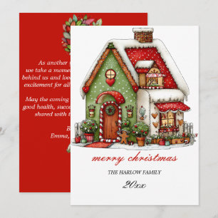 Personalised Cosy Christmas Cottage Family Holiday Card