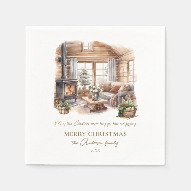 Personalised Cosy Christmas Home holiday  Napkin (Front)
