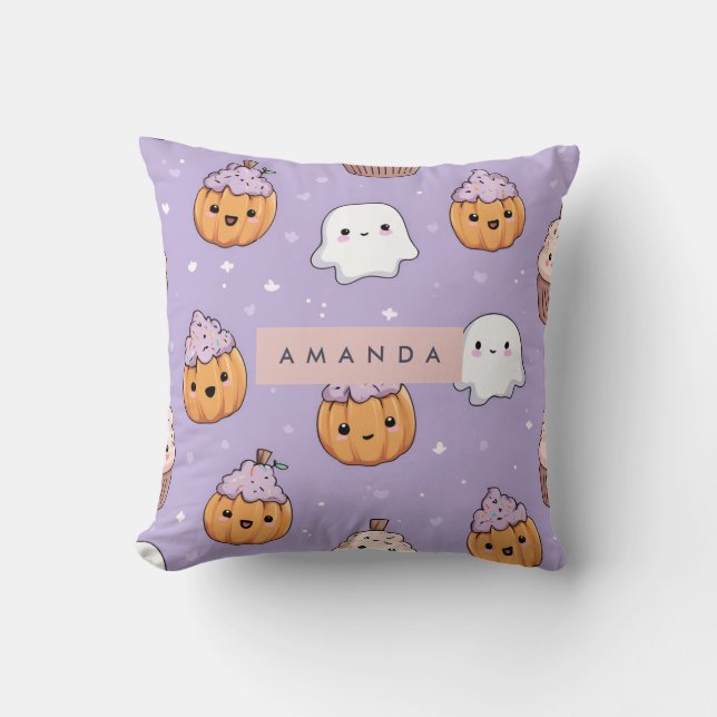 Personalised Cosy Fall  Autumn Pumpkin Cupcake Cushion (Front)