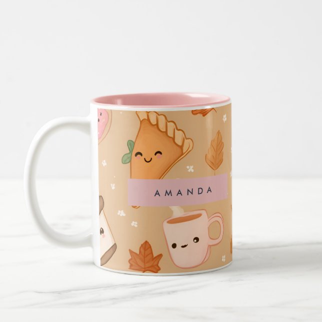 Personalised Cosy Fall  Autumn Pumpkin Pie Coffee  Two-Tone Coffee Mug (Left)