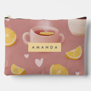Personalised Cosy Lemon Tea Pattern Accessory Pouch