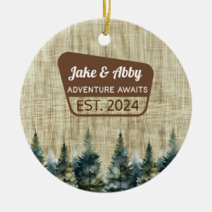 Personalised Cosy Pine Tree Outdoor National Park Ceramic Tree Decoration