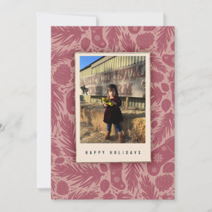 Personalised Cosy Pink Vintage Floral Pattern  Holiday Card