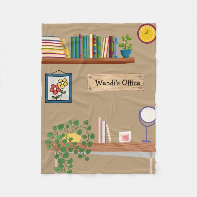 Personalised Cosy Plant Books Office  Fleece Blanket (Front)