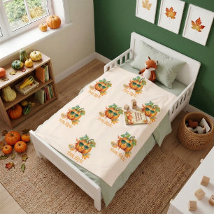 Personalised Cosy Pumpkin Autumn Toddler Blanket