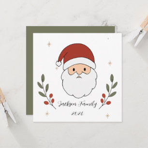 Personalised Cosy Santa Christmas flat card