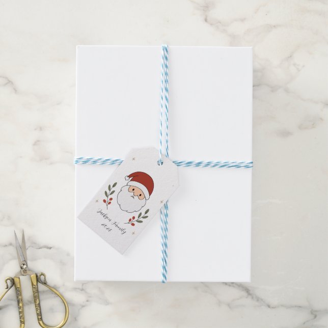 Personalised Cosy Santa Christmas Gift Tags (With Twine)