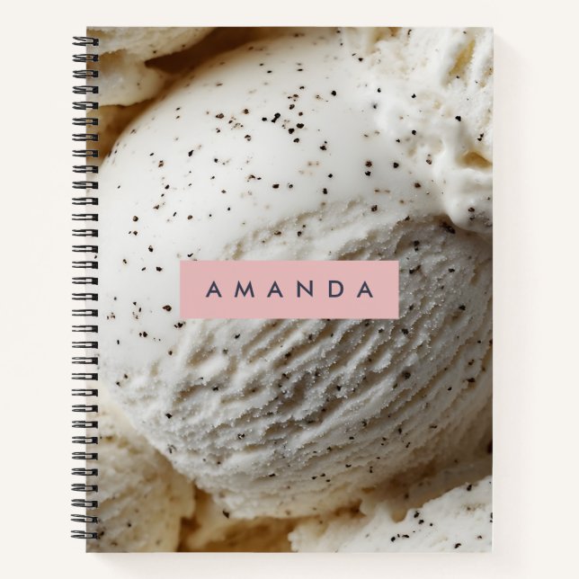 Personalised Cosy Vanilla Bean Ice Cream Aesthetic Notebook (Front)