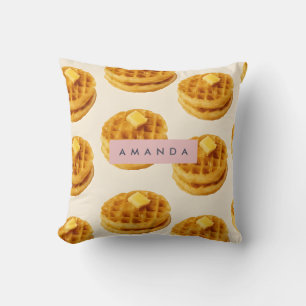 Personalised Cosy Waffle Breakfast Pattern Cushion