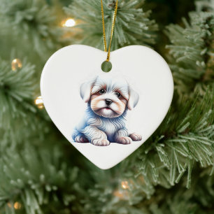 Personalised Coton de Tulear Puppy Ceramic Tree Decoration