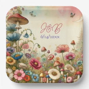 Personalised Cottage Core Wedding Paper Plate