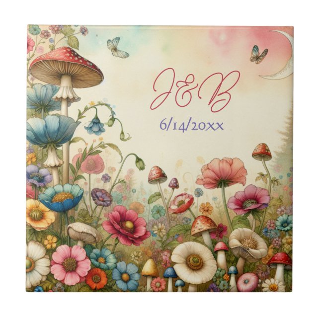 Personalised Cottage Core Wedding  Tile (Front)