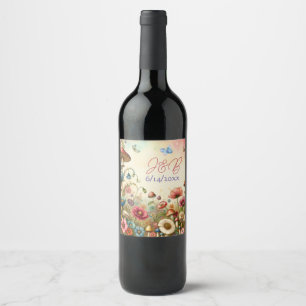 Personalised Cottage Core Wedding Wine Label