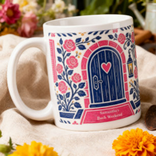 Personalised Cottage Door Bachelorette Weekend Large Coffee Mug