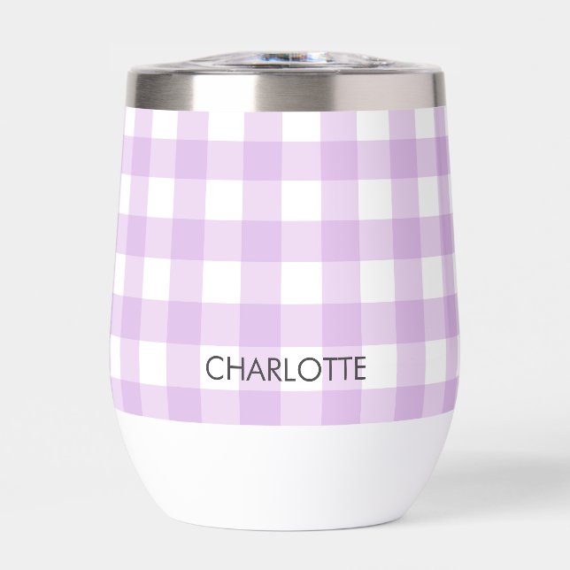 Personalised Cottage Lavender Lilac Gingham Plaid (Front)