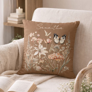 Personalised Cottagecore Floral and Butterflies Cushion