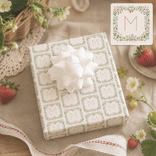Personalised Cottagecore Initial Wrapping Paper Sheet