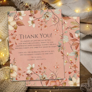 Personalised Cottagecore Neutral Autumn Wildflower Thank You Card