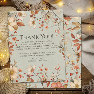 Personalised Cottagecore Neutral Autumn Wildflower Thank You Card