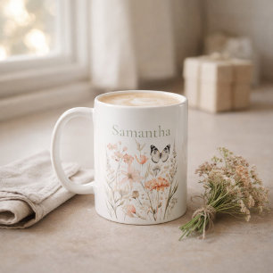 Personalised Cottagecore Wildflower Coffee Mug