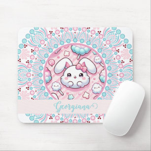Personalised Cotton Candy Kawaii Bunny Dot Mandala Mouse Mat