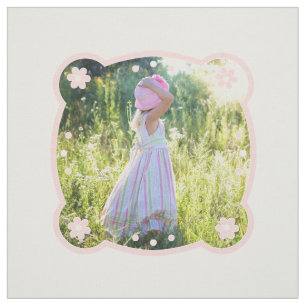 Personalised Cotton Quilt Square with Floral Pink Fabric