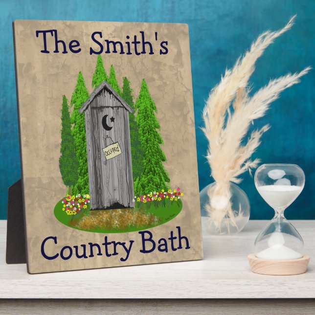 Personalised Country Bath Outhouse Bathroom Plaque (Side)
