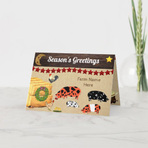 Personalised - Country Christmas KuneKune Pig Farm Card